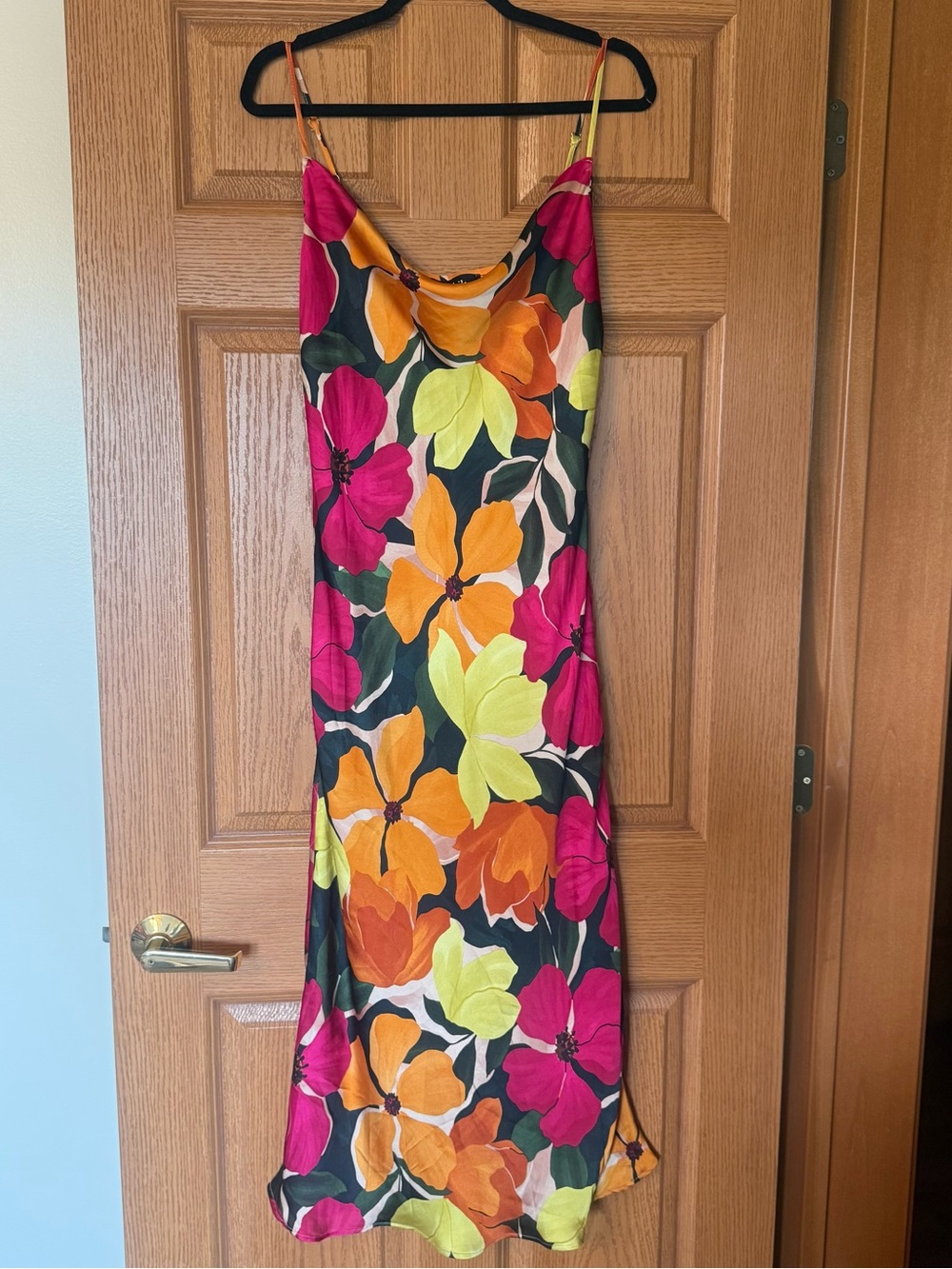 Fab’rik Floral Slip Dress in Fuchsia, Orange & Lime Size Small